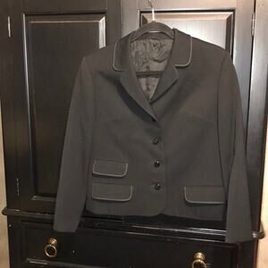 Reine Schurwolle Preppy Academia Studios Gray Wool Pocket Blazer Small